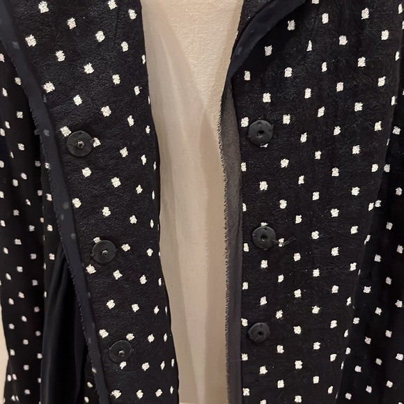 Escada Navy White Square Dotted Blazer Silk Chiffon Sash Size 46 US 12 Evening - Picture 6 of 15